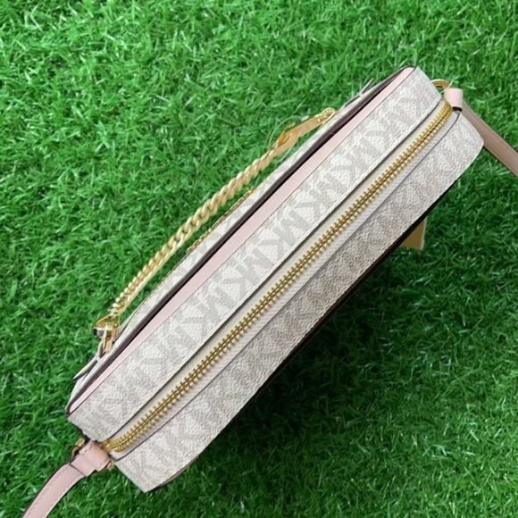 Michael Kors Jet Set Item Large East West Zip Chain Crossbody Powder Blush Multi - Picture 13 of 16